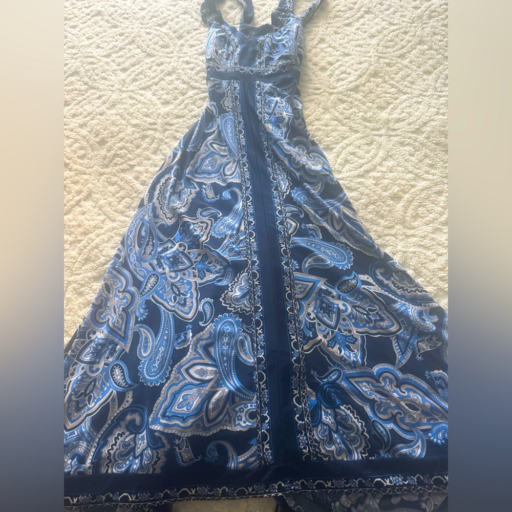 Blue Paisley A-Line Maxi Dress
